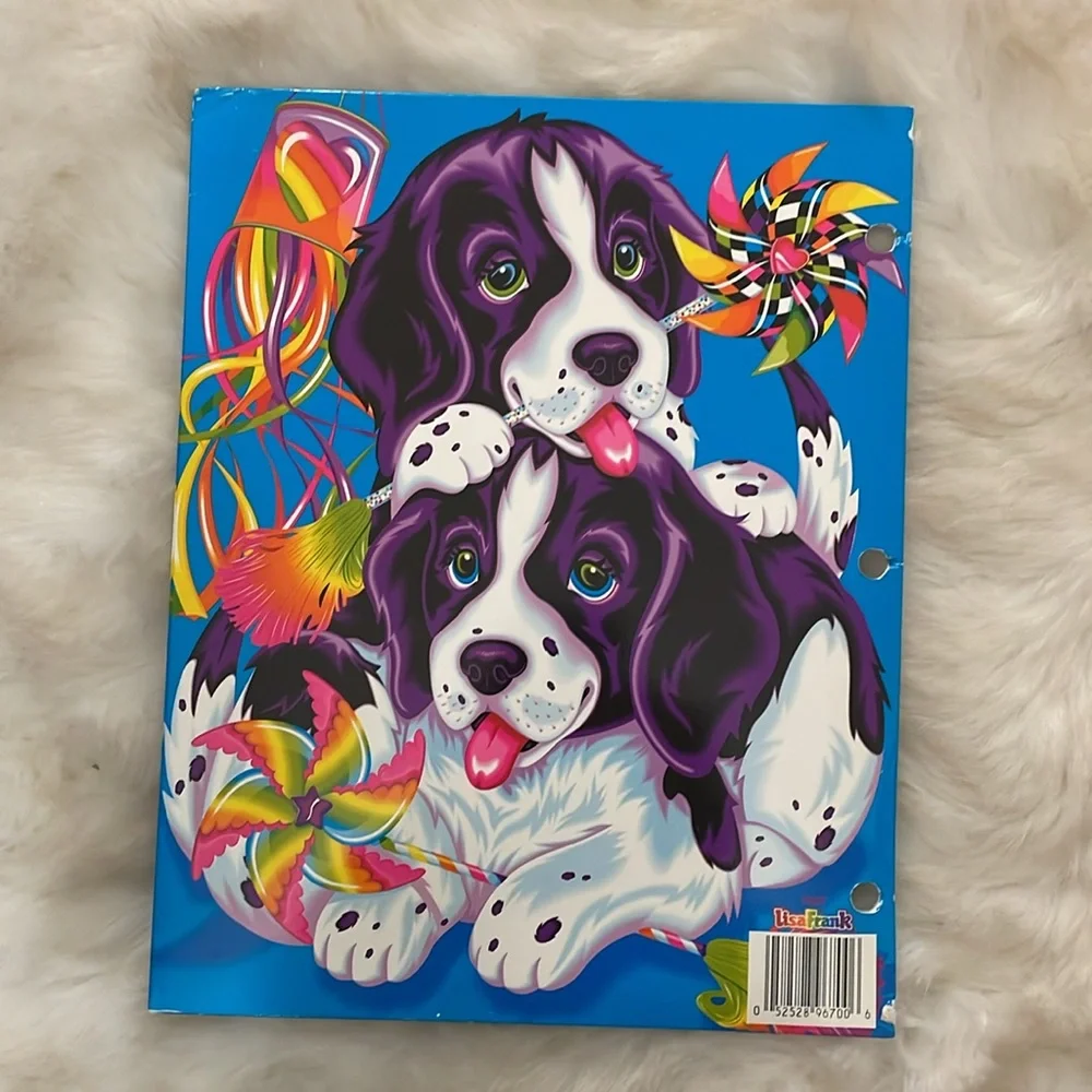 Vintage Lisa Frank folder Violet and Velvet Dog Dogs Colorful Spaniels